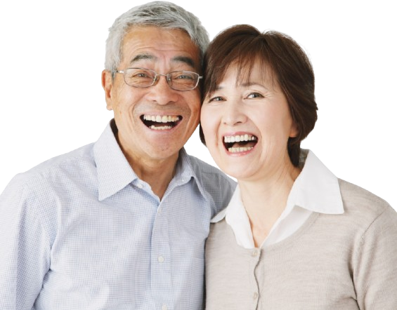 Joyful Asian senior couple laughing together, reflecting the diverse Los Angeles community benefiting from tailored senior insurance plans